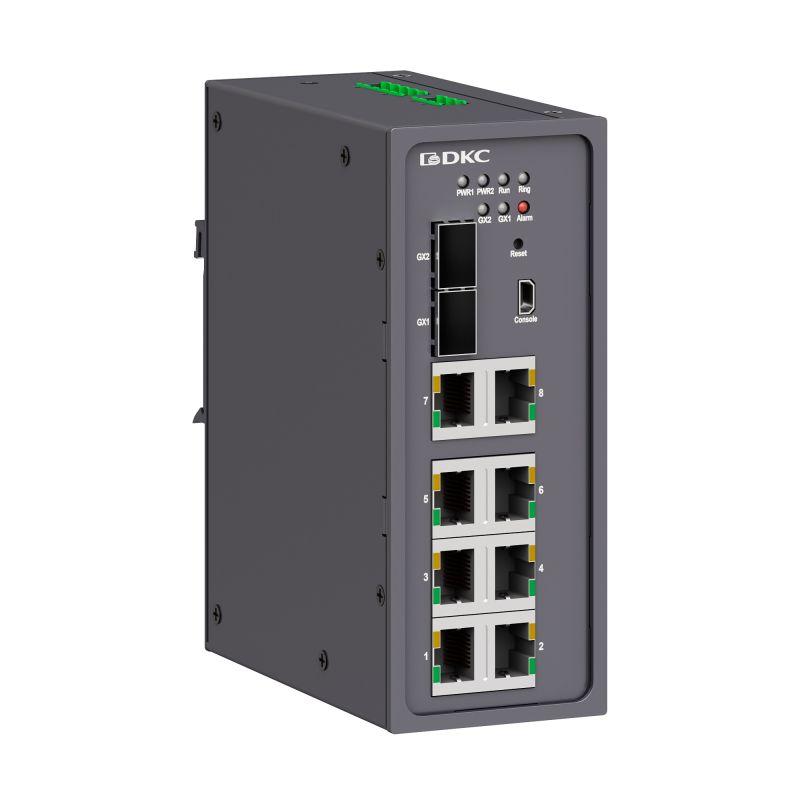 коммутатор промышленный управляемый 2х100base-x 1000base-x 10/100/1000base-t(x) sfp слота: 8х10/100base-t(x) портов rj45 консольный порт mini usb 24-48в dc (18-72в dc) с резервированием dkc n2000-2gx8t-p1 от BTSprom.by