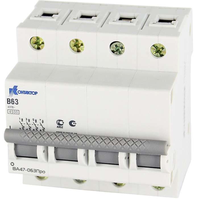 выключатель автоматический модульный 4п c 4а 4.5ка ва47-063 контактор 7000163 от BTSprom.by