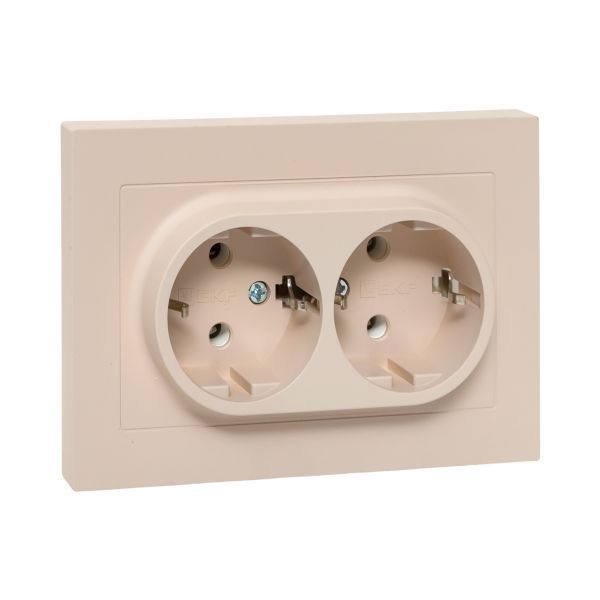 розетка 2-м сп эпика 16а с заземл. без защ. шторок с рамкой механизм крем. ekf up1-soi-210 от BTSprom.by