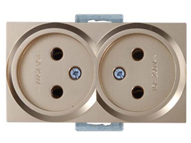 розетка 2-ая (скрытая, б/з) золото, rita, mutlusan (16 a, 250 v, ip 20) 2200 203 0280 от BTSprom.by