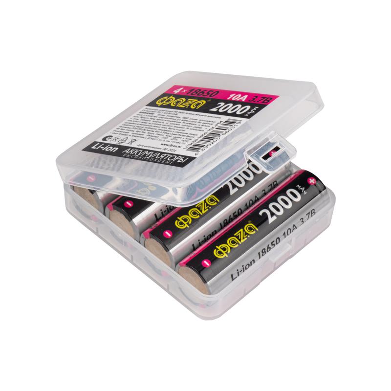  Аккумулятор 18650 3.7В Li-Ion 2000мА.ч без платы защиты PB-4 (уп.4шт) ФАZА 5060319 фото в каталоге от BTSprom.by