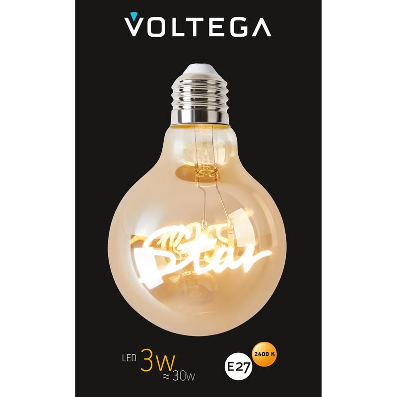 Лампа светодиодная филаментная Loft 271 G80 3Вт 2400К E27 Voltega 8583 фото в каталоге от BTSprom.by