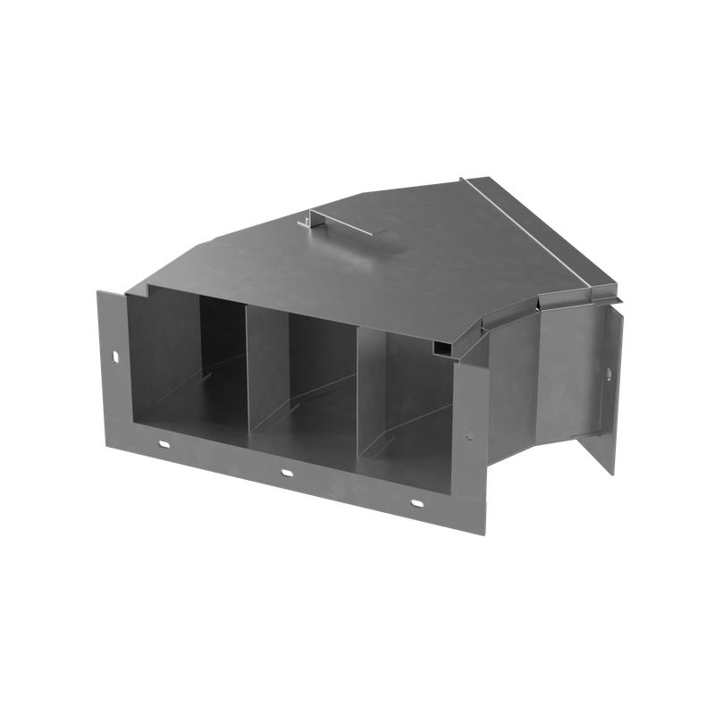 Короб кабельный блочный угловой горизонт. трехканальный с углом поворота на 45град. 500х200 L665 сталь 2мм ККБ-3УГП-0.2/0.5 HD КМ LO67415 от BTSprom.by