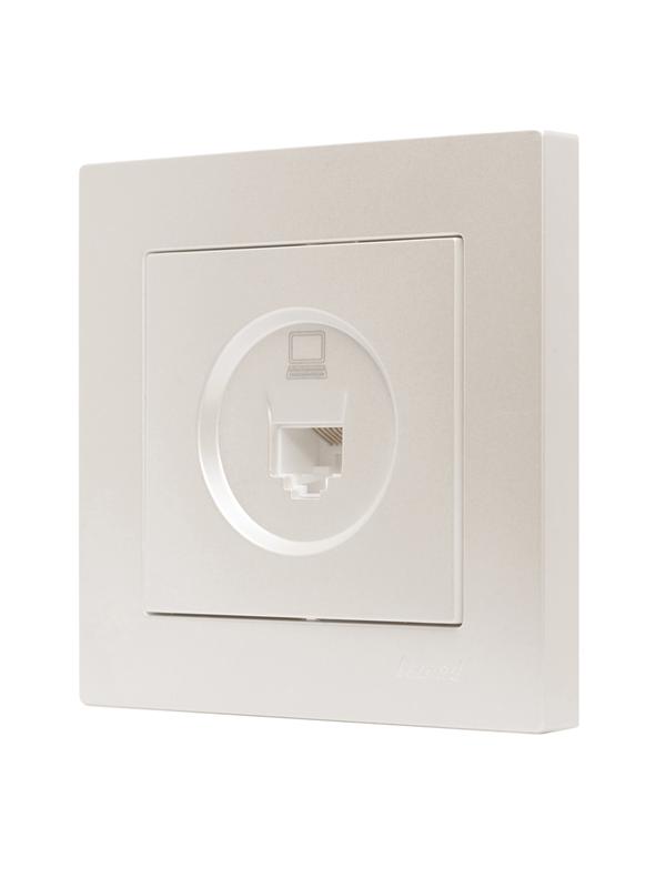  Розетка компьютерная 1-м СП Vesna механизм жемчуж./бел. перламутр LEZARD 742-3088-139 фото в каталоге от BTSprom.by