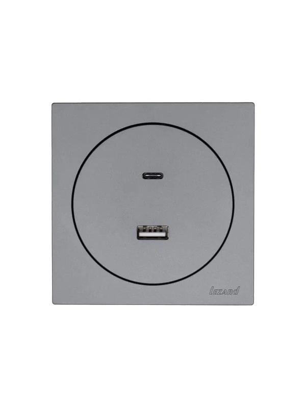  Розетка 1-м СП OSEN TC+ USB разъем механизм сер. матов. LEZARD 743-7488-192TC фото в каталоге от BTSprom.by