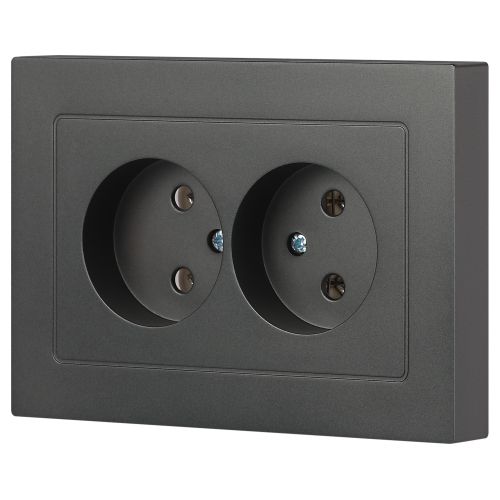 Розетка 2-м СП Accent 6-204-07 16А IP20 250В 2P AL/CU графит Intro Б0063435 фото в каталоге от BTSprom.by