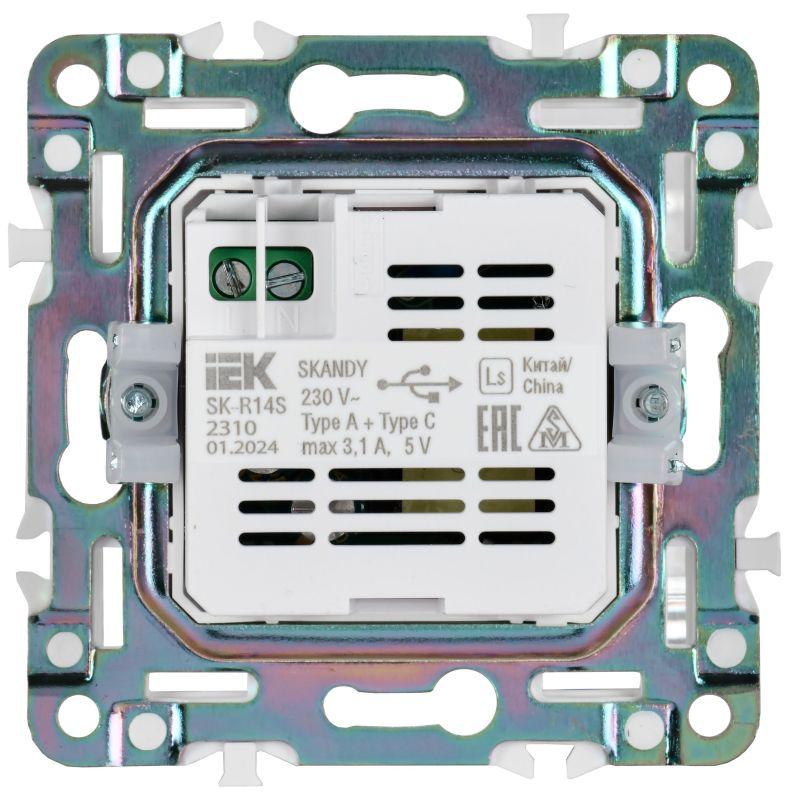  Розетка USB A+A 3.1А SKANDY SK-R15N никель IEK SK-U21-D31-K50 фото в каталоге от BTSprom.by