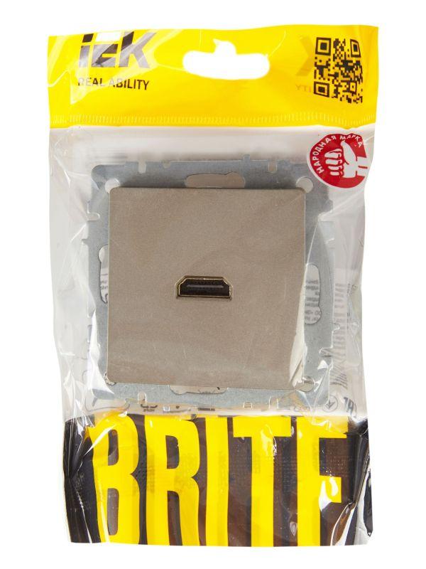  Розетка СП BRITE HDMI РHDMI-0-БрШ механизм шампань IEK BR-H10-K37 фото в каталоге от BTSprom.by