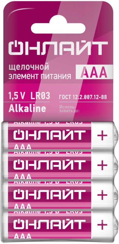 элемент питания алкалиновый 90 634 obt-01 lr03-shbp4 (уп.4шт) онлайт 90634 от BTSprom.by