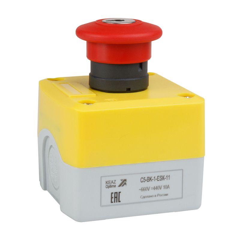 пост кнопочный optisignal d22 c5-bk-1-esk-11 1но+1нз авар. стоп. с ключом xalk188e кэаз 338524 от BTSprom.by