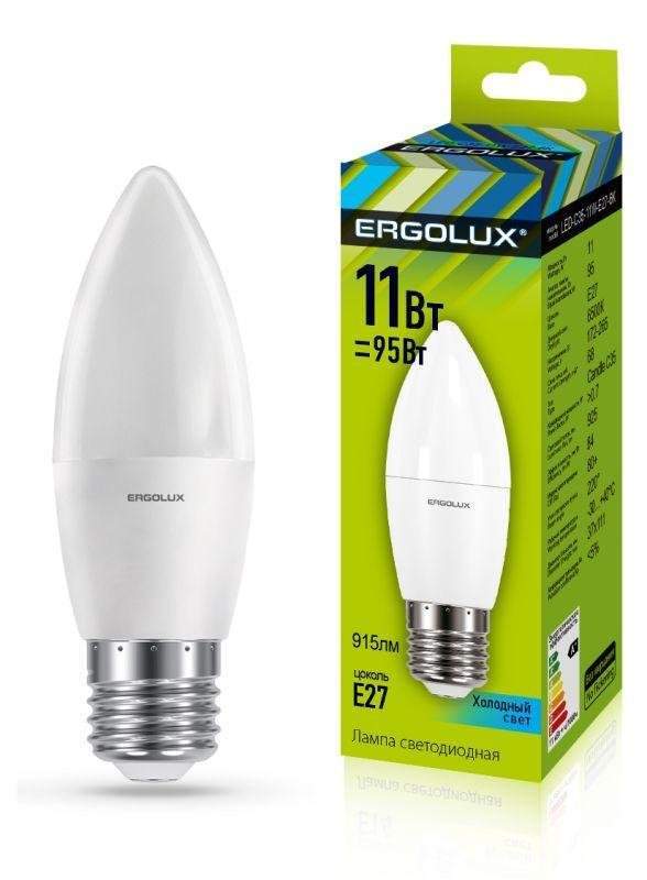 лампа светодиодная led-c35-11w-e27-4k 11вт свеча 4500к бел. e27 180-240в ergolux 13622 от BTSprom.by