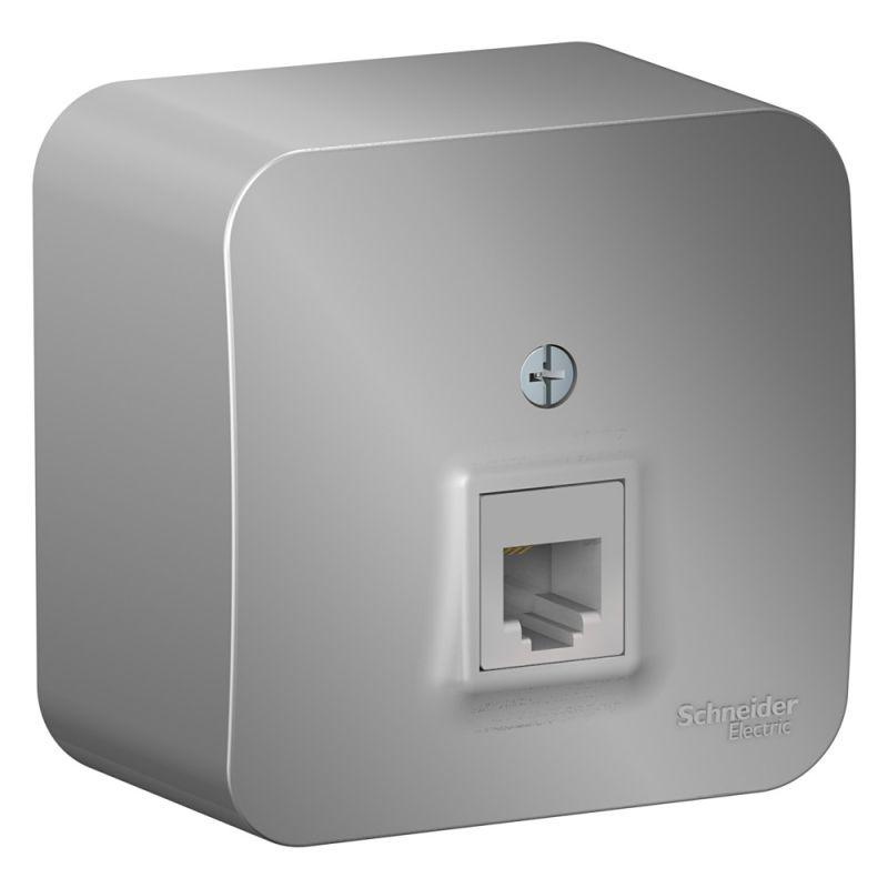 розетка телефонная 1-м оп blanca rj11 с изолир. пластиной алюм. se blnia011003 от BTSprom.by