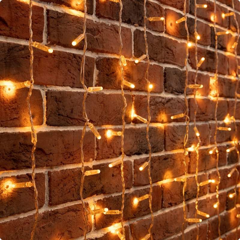 дождь (занавес) 2х3м, прозрачный пвх, 760 led жёлтые от BTSprom.by