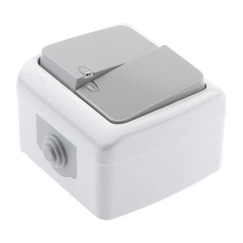  Выключатель 2-кл. ОП 10А 250В IP54 с подсветкой сер. Atlantic 5-105-03 Intro Б0050944 фото в каталоге от BTSprom.by