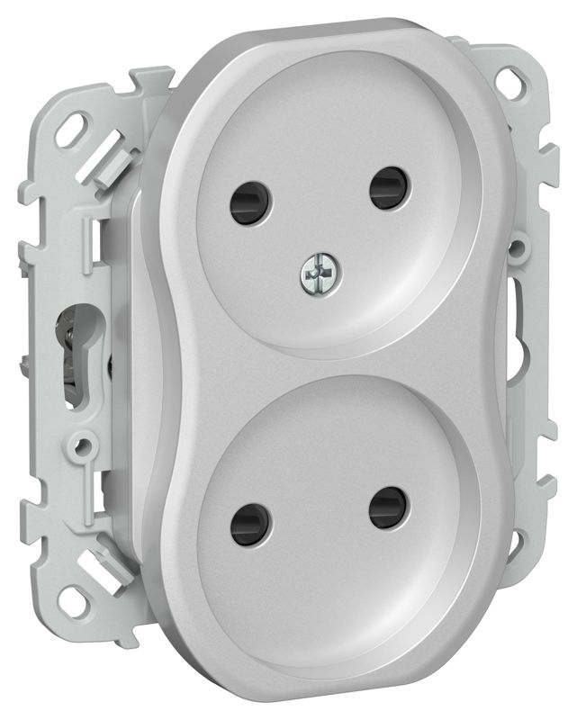 розетка 2-м сп flite рсш02-0-фла 10а без заземл. с защ. шторками механизм алюм. iek fi-r23-10-k47 от BTSprom.by