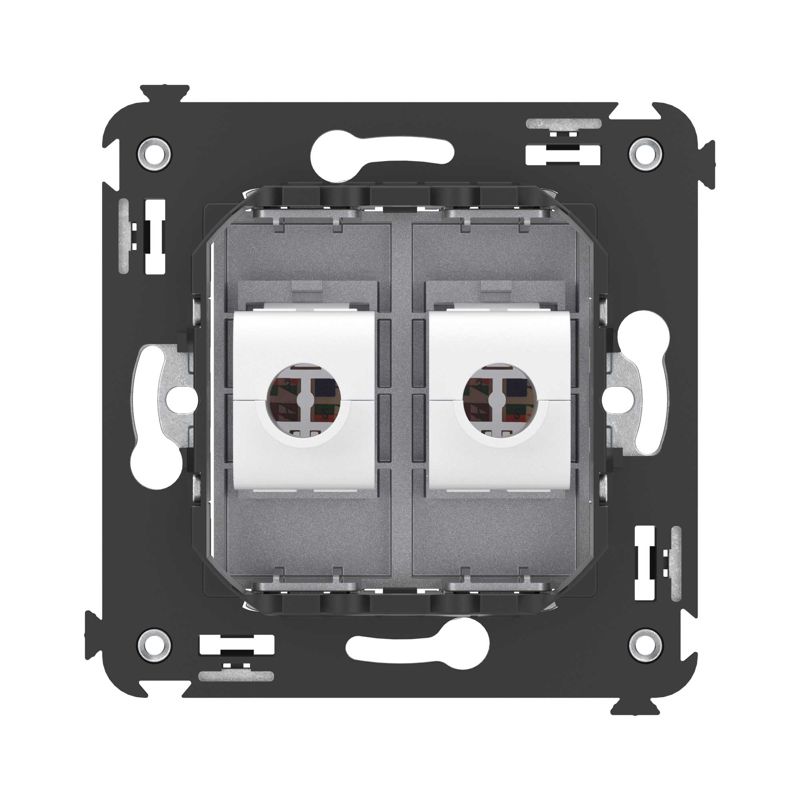  Розетка компьютерная 2-м СП Avanti "Закаленная сталь" RJ45 кат.5E без шторок механизм DKC 4404664 фото в каталоге от BTSprom.by