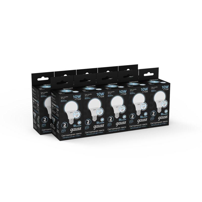  Лампа светодиодная Black 10Вт A60 грушевидная 4100К нейтр. бел. E27 800лм с датчиком движения GAUSS 102502210-M фото в каталоге от BTSprom.by