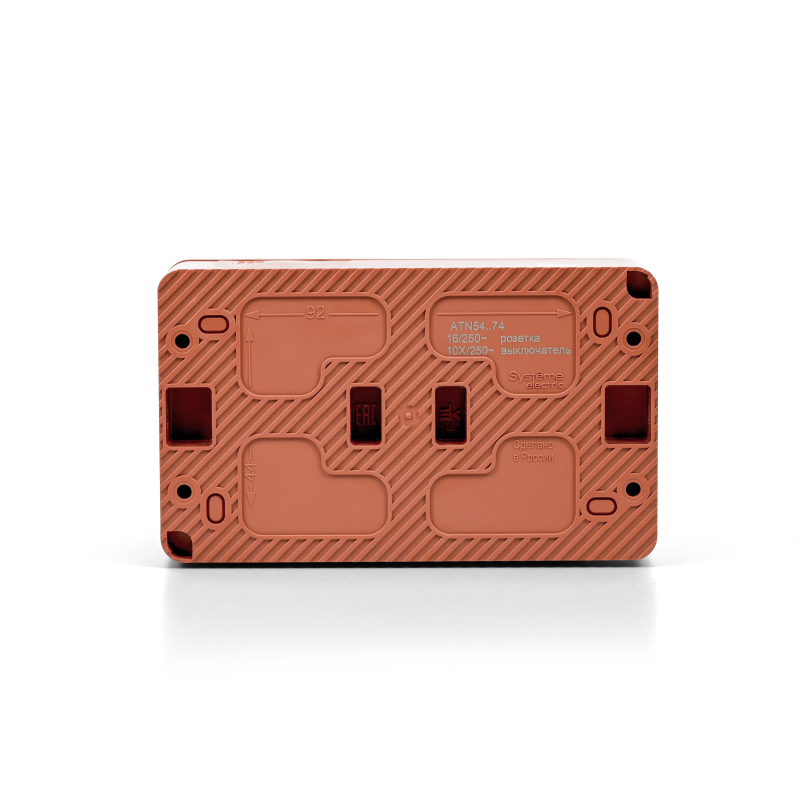 блок оп atlasdesign profi ip54 (розетка 1-м 16а заземл. защ. шторки + 2-кл. выключатель 10а) терракот. se atn547074 от BTSprom.by