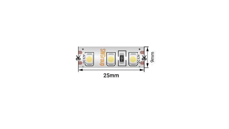 лента светодиодная стандарт 2835 120led/м 9.6вт/м холод. бел. 12в ip66 со скотчем 3м (уп.5м) swg standard 00-00018955 от BTSprom.by
