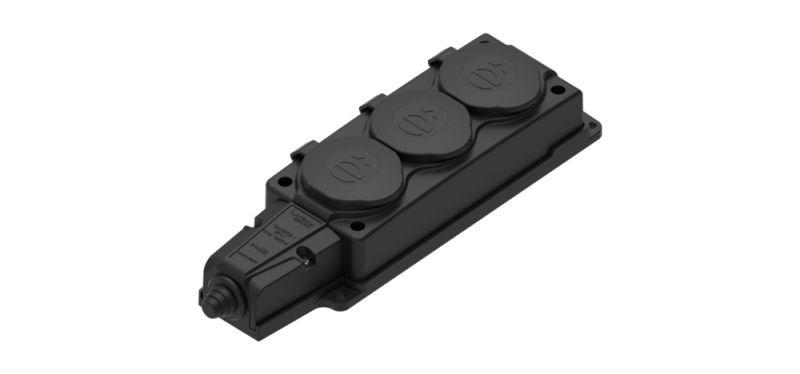 колодка удлинителя 3-м multiset 16а 250в ip44 с заземл. каучук черн. se mst4103bk от BTSprom.by