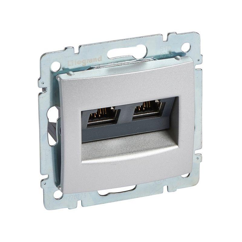 розетка компьютерная 2-м сп valena rj45 stp 10 giga механизм алюм. leg 770273 от BTSprom.by