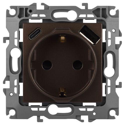 розетка эра12 12-4108-13 16а 250в 2p+e с usb type-a+c 5в-3а защ. шторки бронза эра б0067757 от BTSprom.by