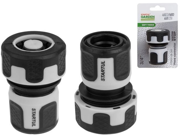 муфта быстросъемная 3/4" с автостоп. startul garden (st6017-08-3/4) (soft touch, двухкомпонентная, silver line) st6017-08-3/4 от BTSprom.by