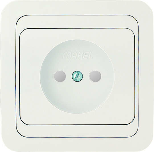 розетка 1-м сп mimoza 10а ip20 без заземл. защ. шторки бел./бел. makel 12052 от BTSprom.by