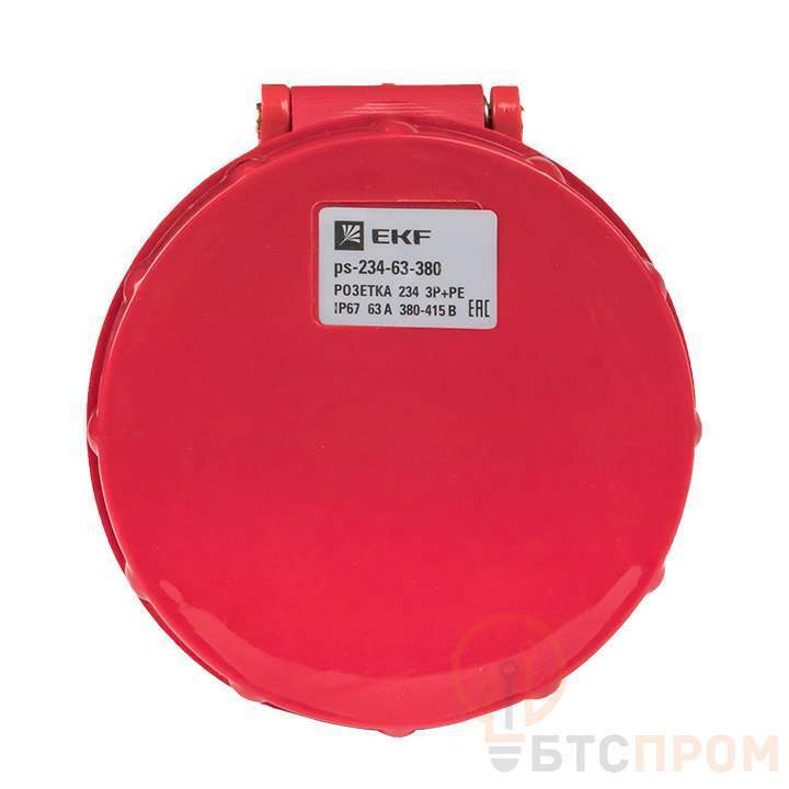  Розетка кабельная 63А 380В 3P+РЕ IP67 (234) EKF ps-234-63-380 фото в каталоге от BTSprom.by