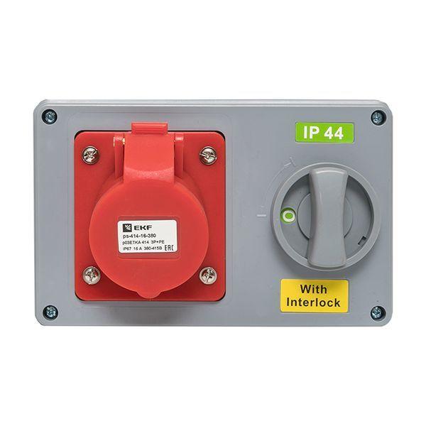  Розетка 1414 3Р+РЕ 16А 380В IP44 с блокировкой и выкл. EKF ps-1414-16-380 фото в каталоге от BTSprom.by