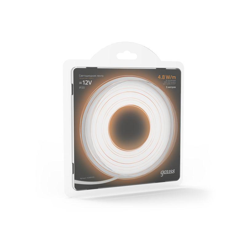  Лента светодиодная Black 2835/60-SMD 4.8Вт/м 3000К тепл. бел. IP20 210лм/м 12В (блист.5м) GAUSS 312000105 фото в каталоге от BTSprom.by