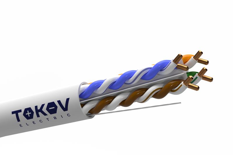 кабель витая пара u/utp 4х2х23awg(0.57мм) кат.6 pvc indoor 305м (м) pro tokov electric tkp-c06-u42-6-ru-pvc от BTSprom.by