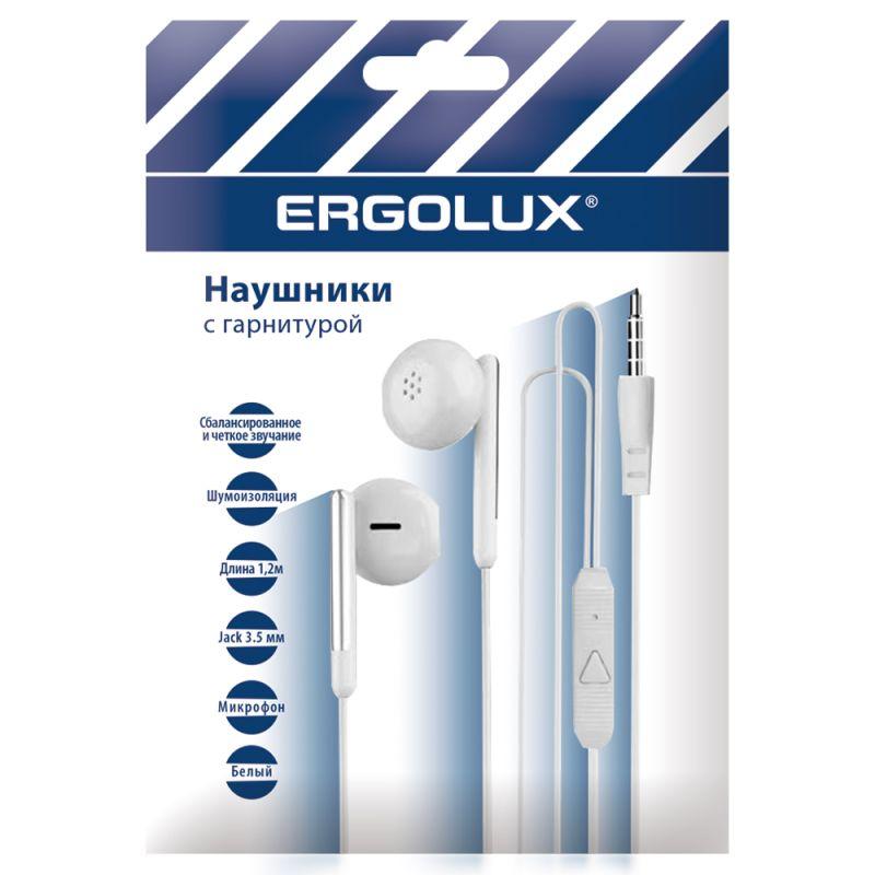 наушники вакумные с микрофоном проводные elx-whp01p-c01 промо 3.5мм 1.2м пакет бел. ergolux 15277 от BTSprom.by