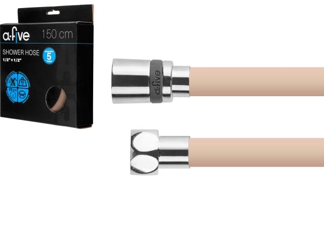 шланг душевой, si, 1/2" г-г 150 см, коричневый, a-five (гайка латунь (anti-twist), 25 бар) a5-034brwn от BTSprom.by