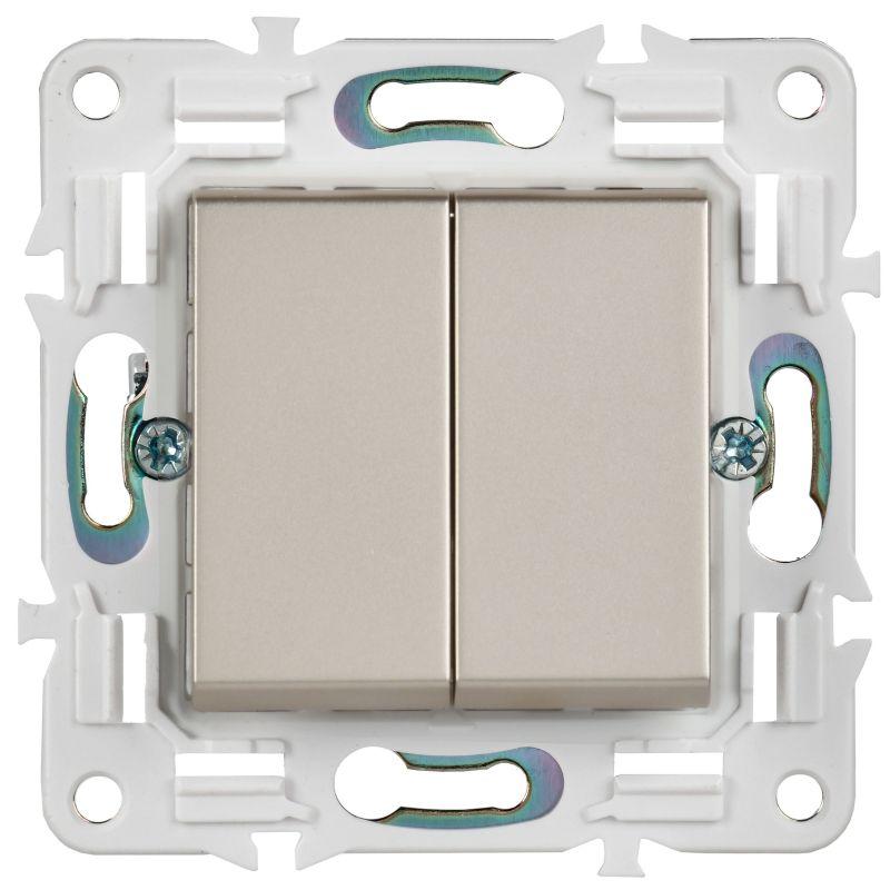  Выключатель перекрестный 2-кл. SKANDY 10А SK-V06Sh шампань IEK SK-V23-0-10-K37 фото в каталоге от BTSprom.by