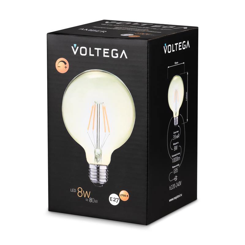 Лампа светодиодная филаментная Loft 271 G95 8Вт 2700К E27 DIM Voltega 8509 фото в каталоге от BTSprom.by