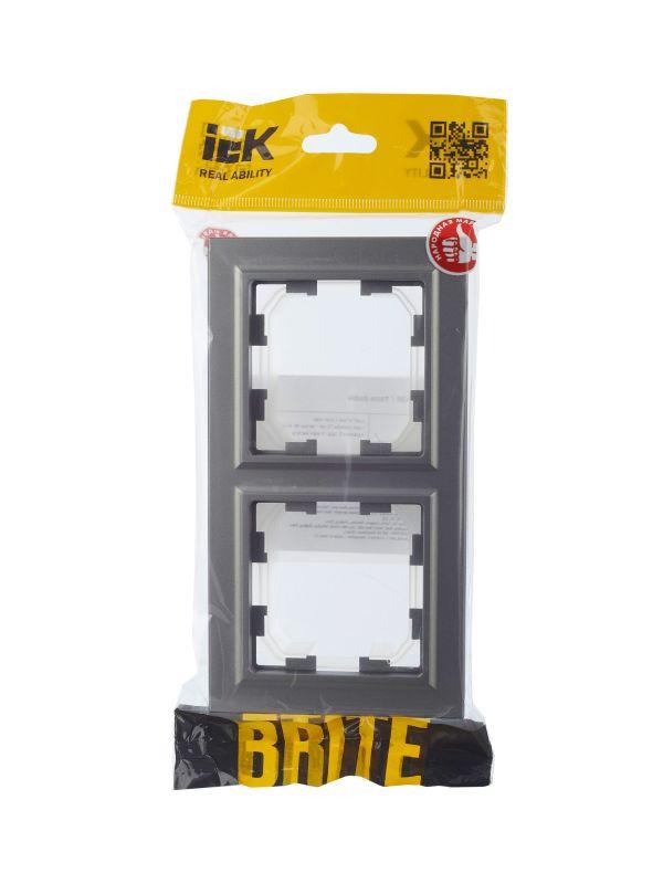  Рамка 2-м IP44 BRITE РУ-2-БрС-44 сталь IEK BR-M22-44-K46 фото в каталоге от BTSprom.by