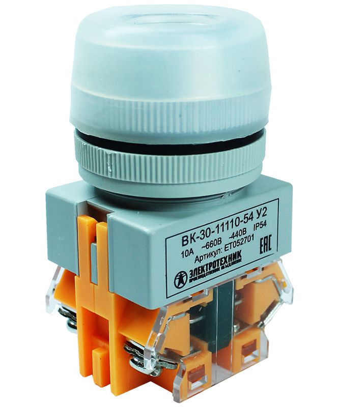 выключатель кнопочный вк30-10-11110-54 у2 1но+1нз цилиндр 10а ip54 660в черн. электротехник et013274 от BTSprom.by