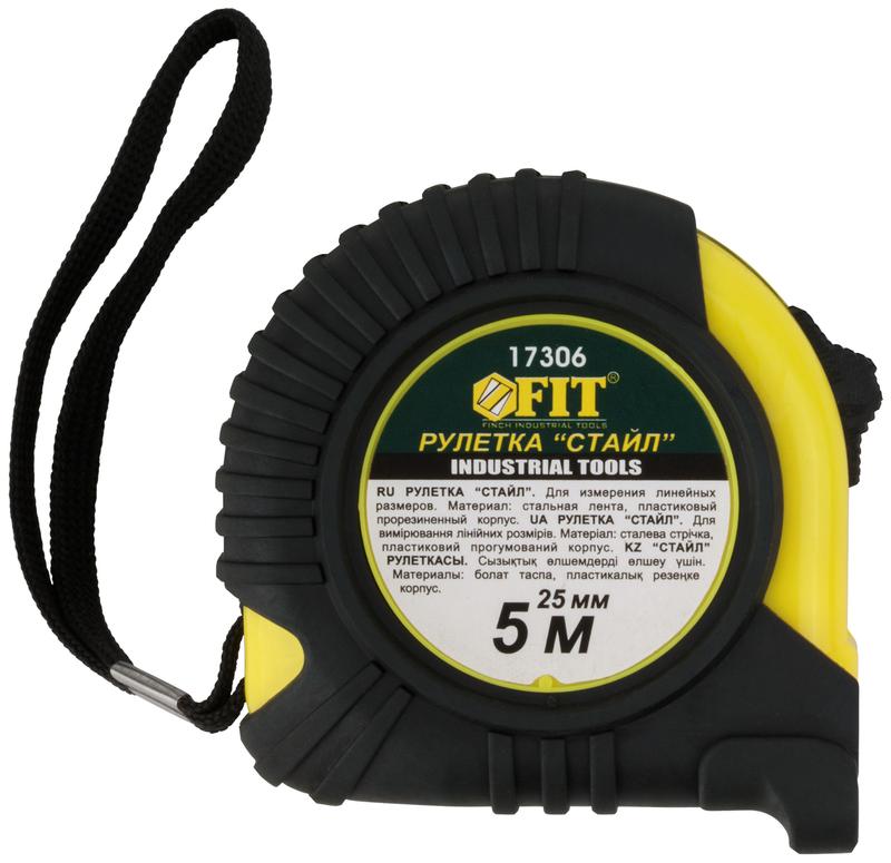  Рулетка Профи Стайл 5мх25мм прорезиненный корпус FIT 17306 фото в каталоге от BTSprom.by