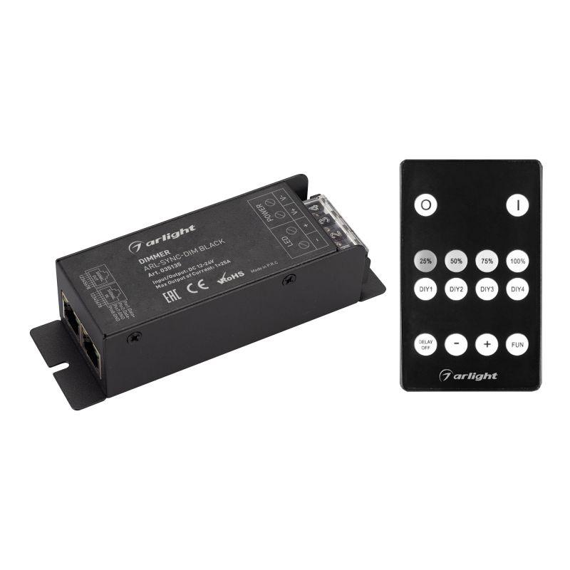 диммер arl-sync-dim black 12-24в 1х25а пду 14 кнопки rf rj45 ip20 метал. arlight 035135 от BTSprom.by