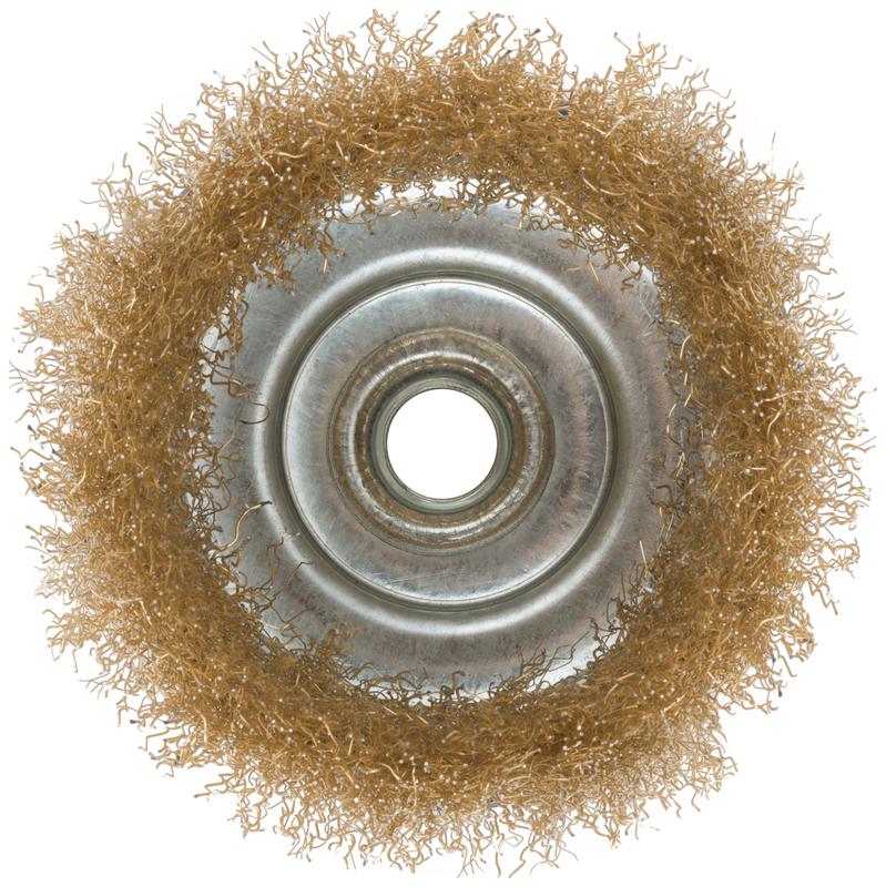  Корщетка тип "чашка" гайка М14 стальная латунированная волнистая проволока 100мм MOS 38943М фото в каталоге от BTSprom.by