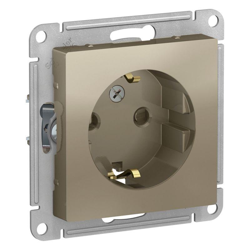 розетка 1-м сп atlasdesign 16а ip20 с заземл. защ. шторки механизм шампань se atn000545 от BTSprom.by