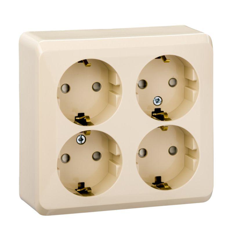 розетка 4-м оп этюд 16а 250в с заземл. с заземл. защ. шторки крем. se pa16-208k от BTSprom.by