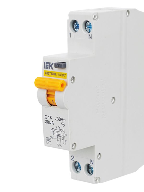  Выключатель автоматический дифференциального тока C 16А 30мА АВДТ32МL KARAT IEK MVD12-1-016-C-030 фото в каталоге от BTSprom.by
