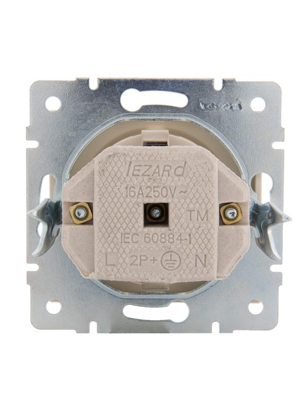  Розетка 1-м СП Rain 16А IP20 с заземл. керамика механизм крем. LEZARD 703-0388-122 фото в каталоге от BTSprom.by