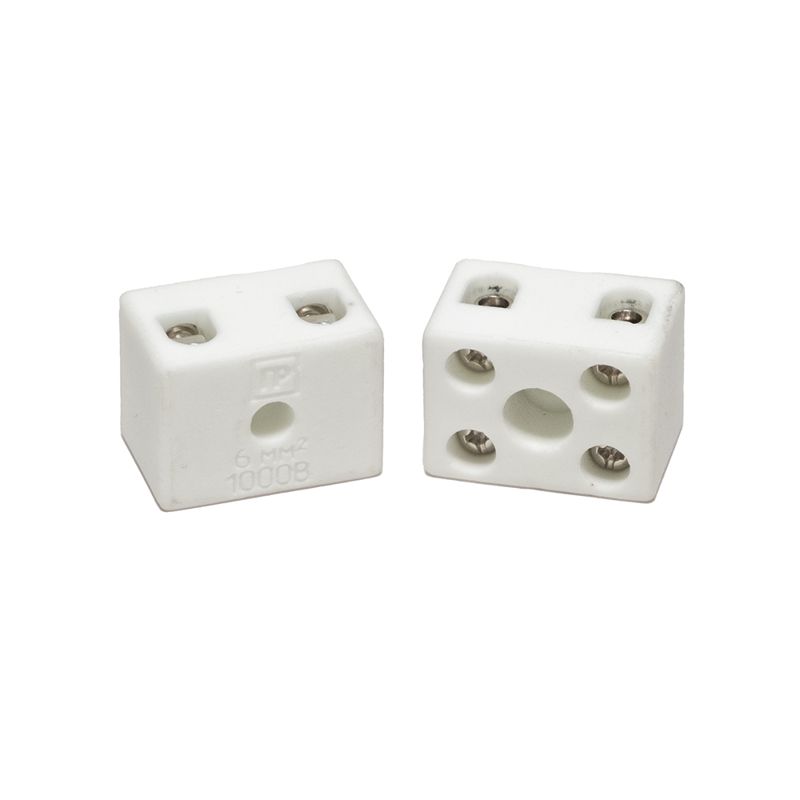 клемма керамическая латунь 6кв.мм 2 пары контактов с крепежным отверстием (уп.5шт) промрукав pr08.7163 от BTSprom.by