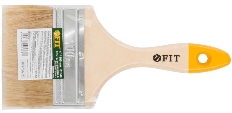  Кисть флейцевая "Стандарт-Плюс" натур. светлая щетина деревянная ручка 4дюйм (100мм) FIT 01048 фото в каталоге от BTSprom.by