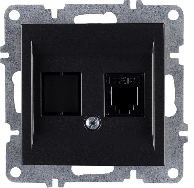 розетка телефонная 1вых. сп 1мод. lavin/karen rj45 кат.3 механизм черн. arvia 50 07 2000 221 от BTSprom.by