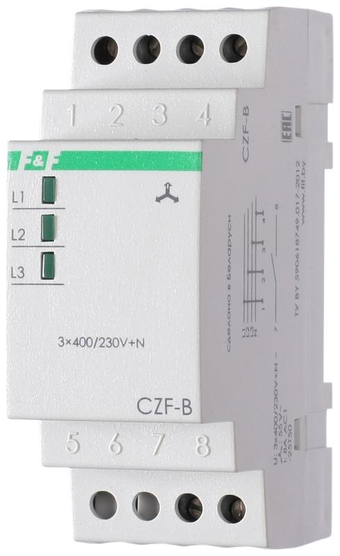 реле контроля фаз czf-b (3х400/230+n 8а 1перекл. ip20 монтаж на din-рейке) f&f ea04.001.002 от BTSprom.by
