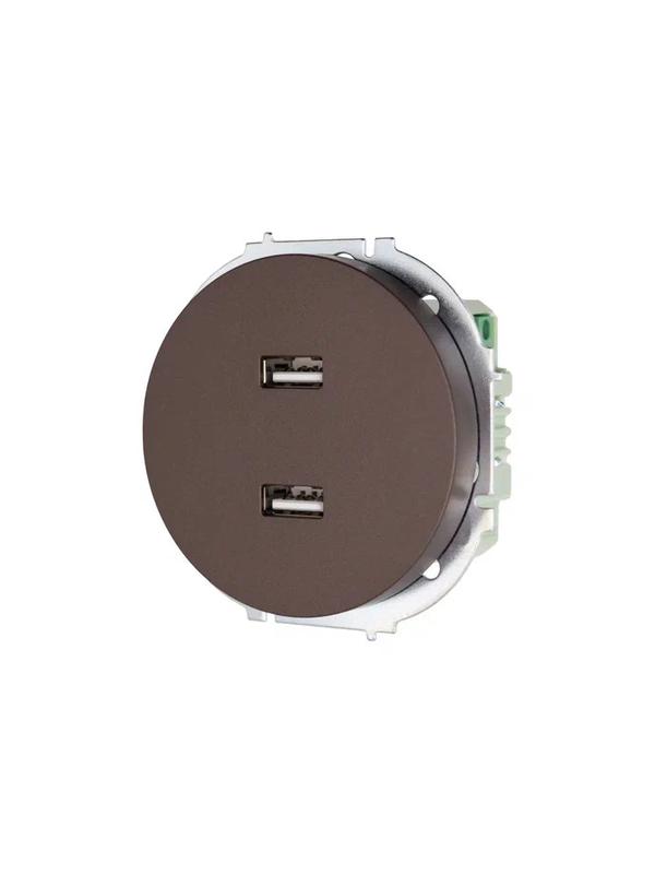  Розетка 2-м СП OSEN USB разъем механизм шоколад LEZARD 743-7388-192 фото в каталоге от BTSprom.by